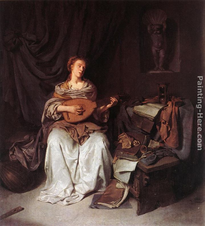 Woman Playing a Lute painting - Cornelis Bega Woman Playing a Lute art painting